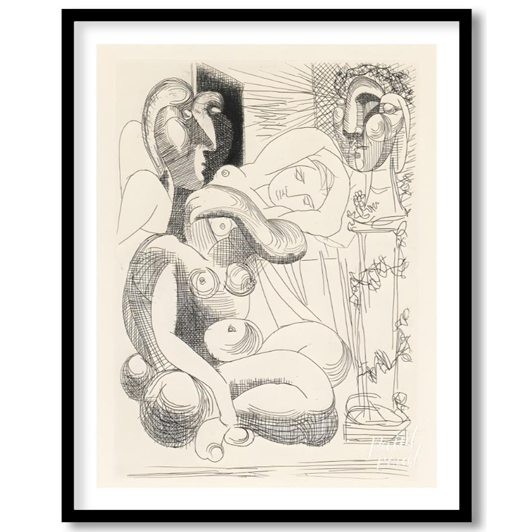 Picasso Etching: Figures and Bust