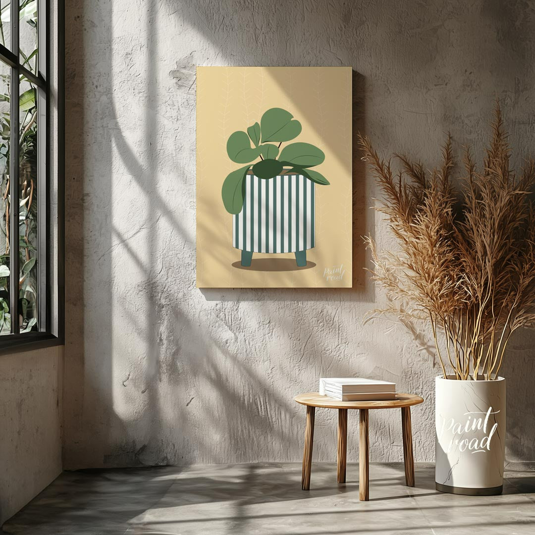 money plant wall painting Striped Pot Money Plant Painting Online at Paintroad – Paint Road