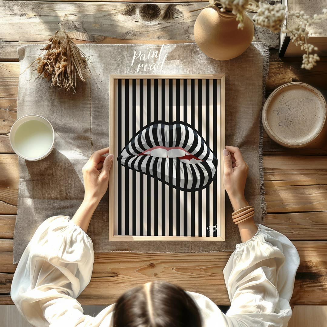 Op Art Striped Lips