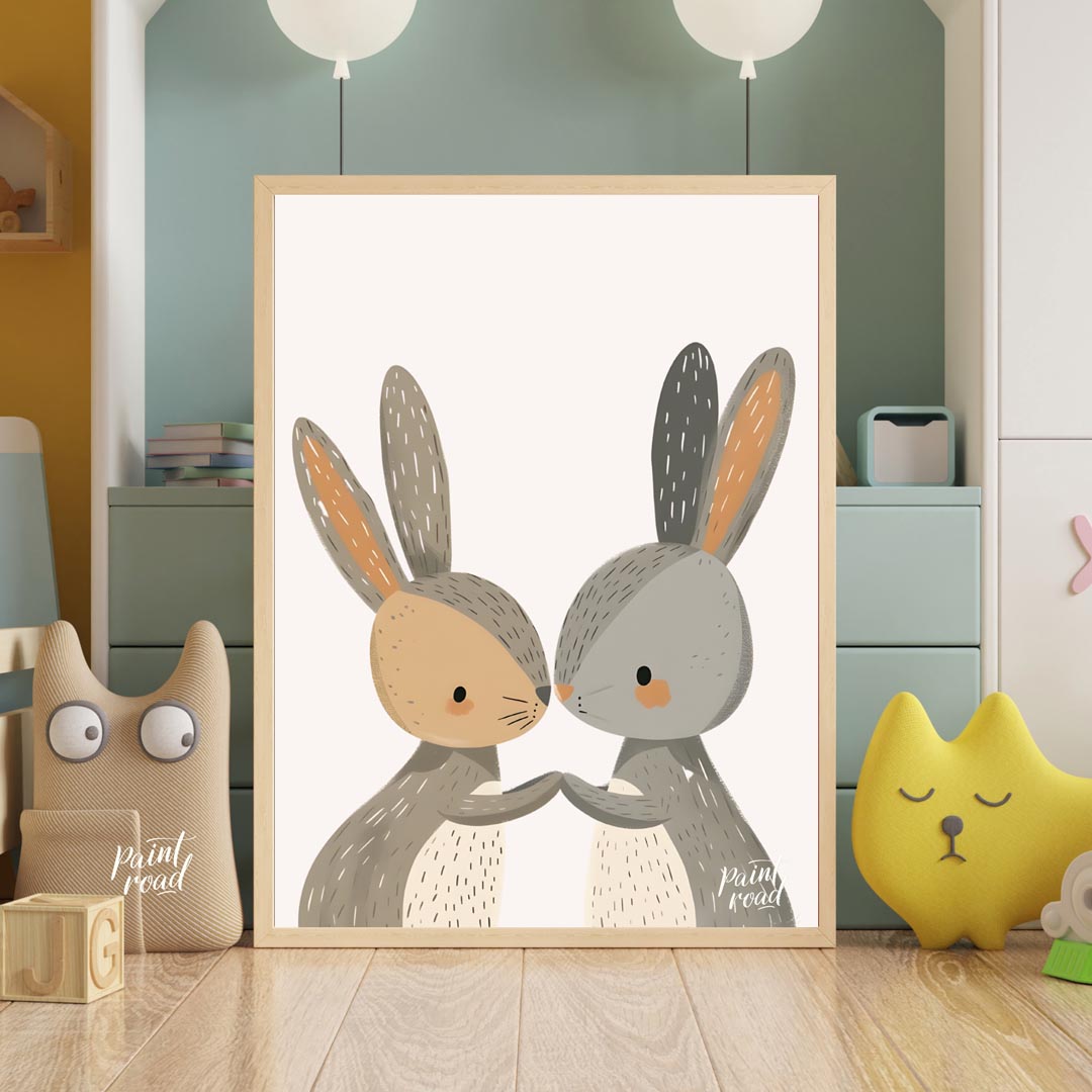 Loving Bunny Pair Nose Kiss