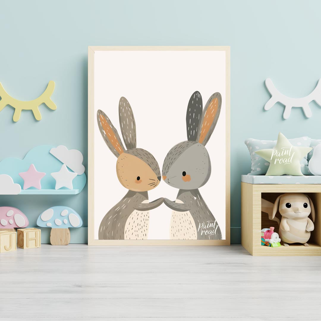 Loving Bunny Pair Nose Kiss