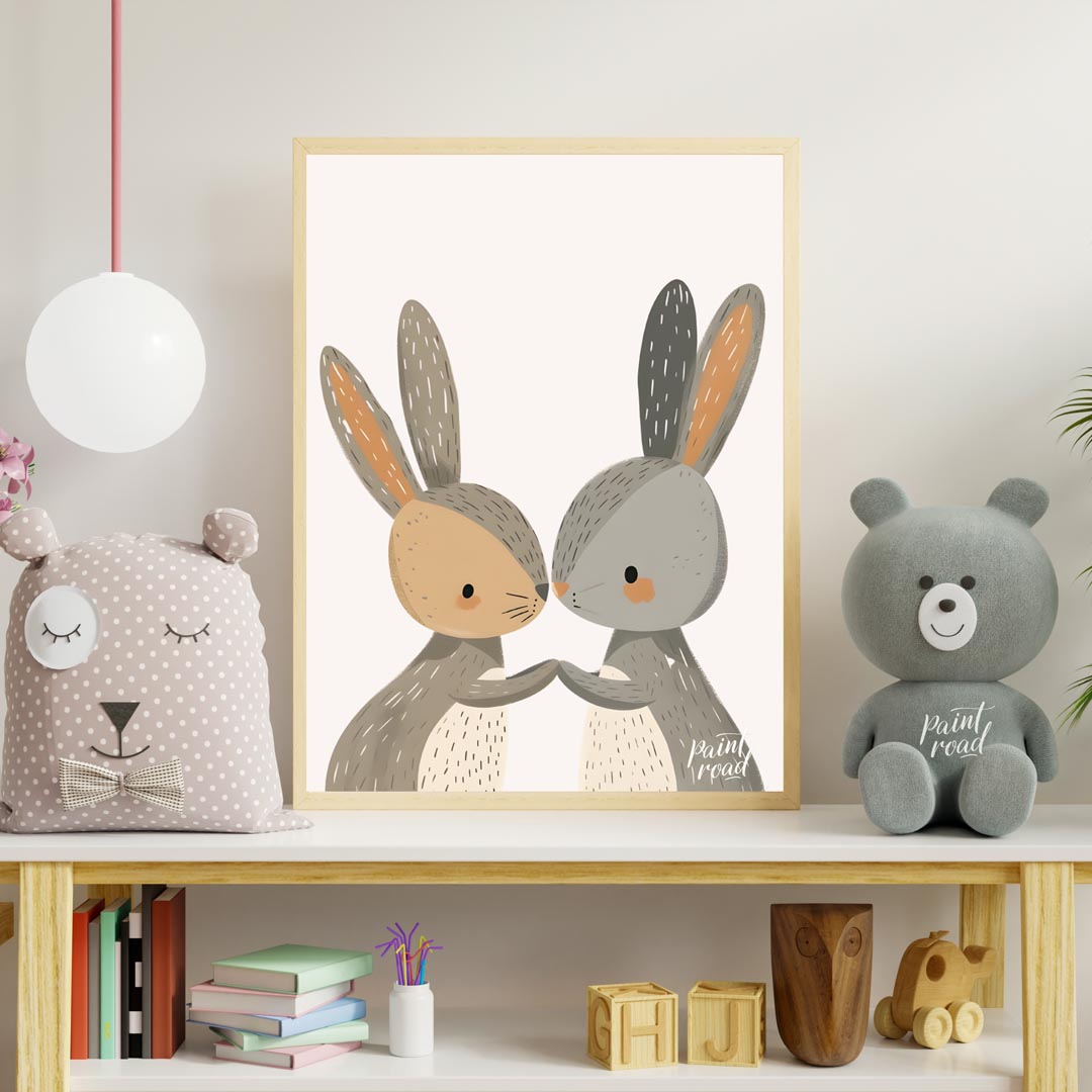 Loving Bunny Pair Nose Kiss
