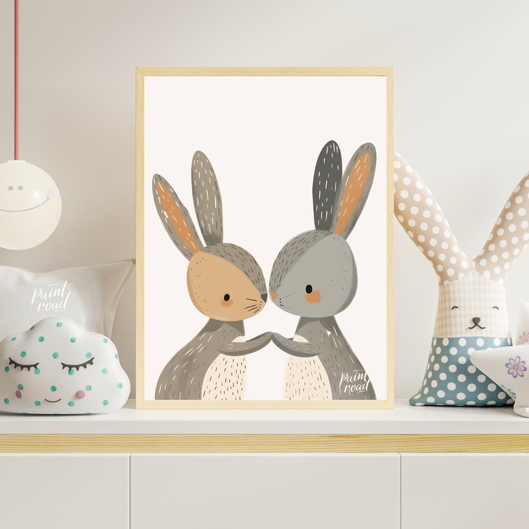 Loving Bunny Pair Nose Kiss