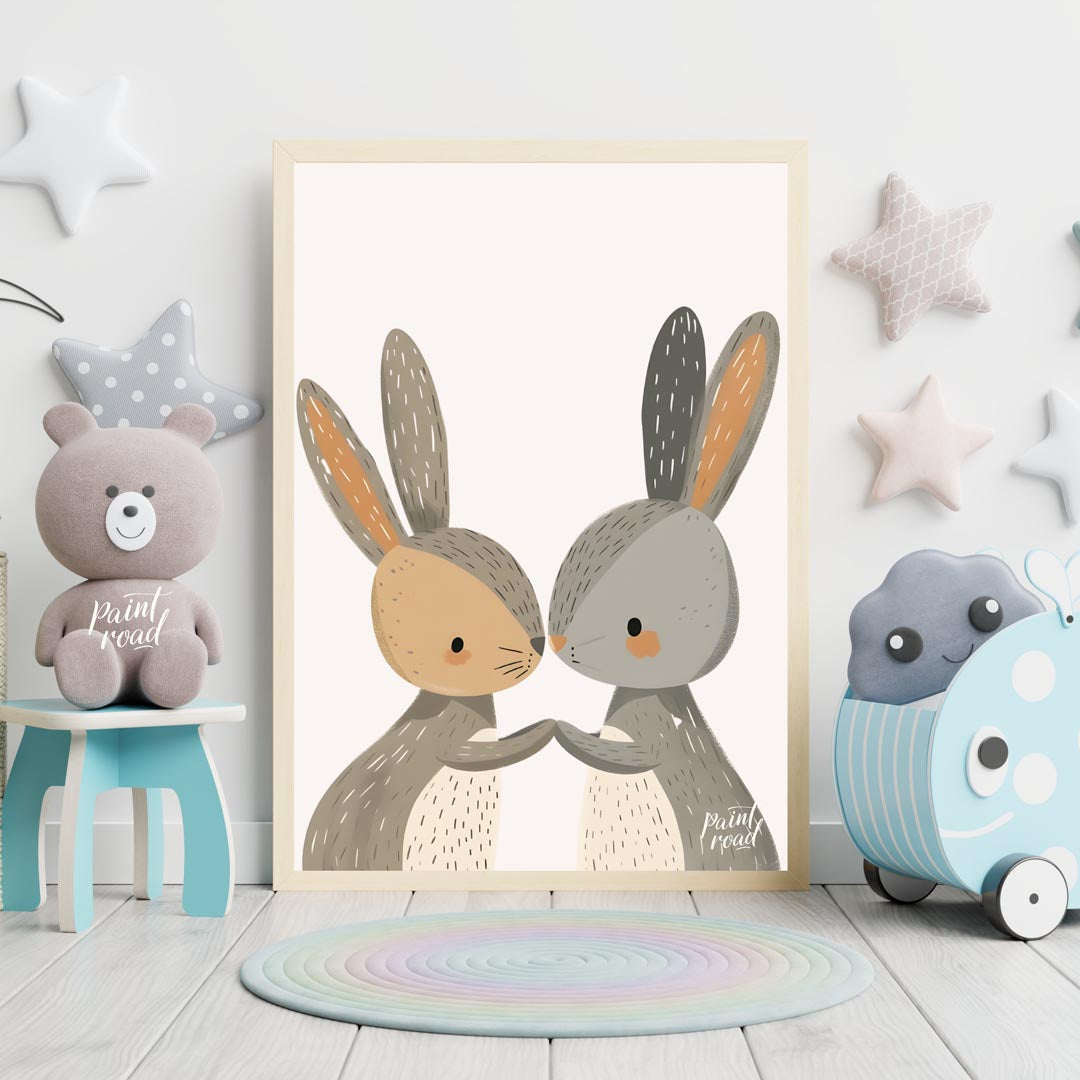 Loving Bunny Pair Nose Kiss