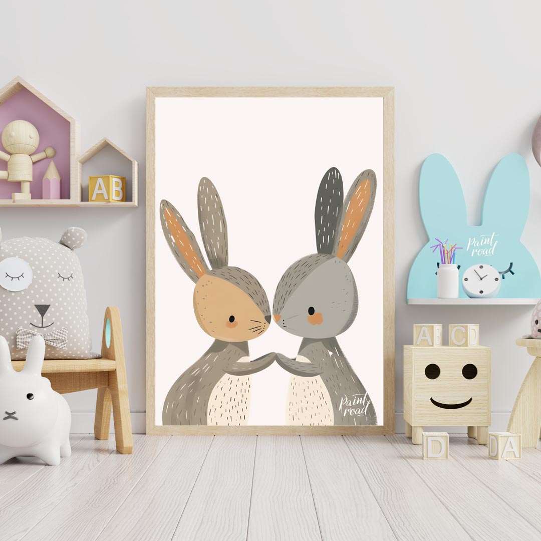 Loving Bunny Pair Nose Kiss