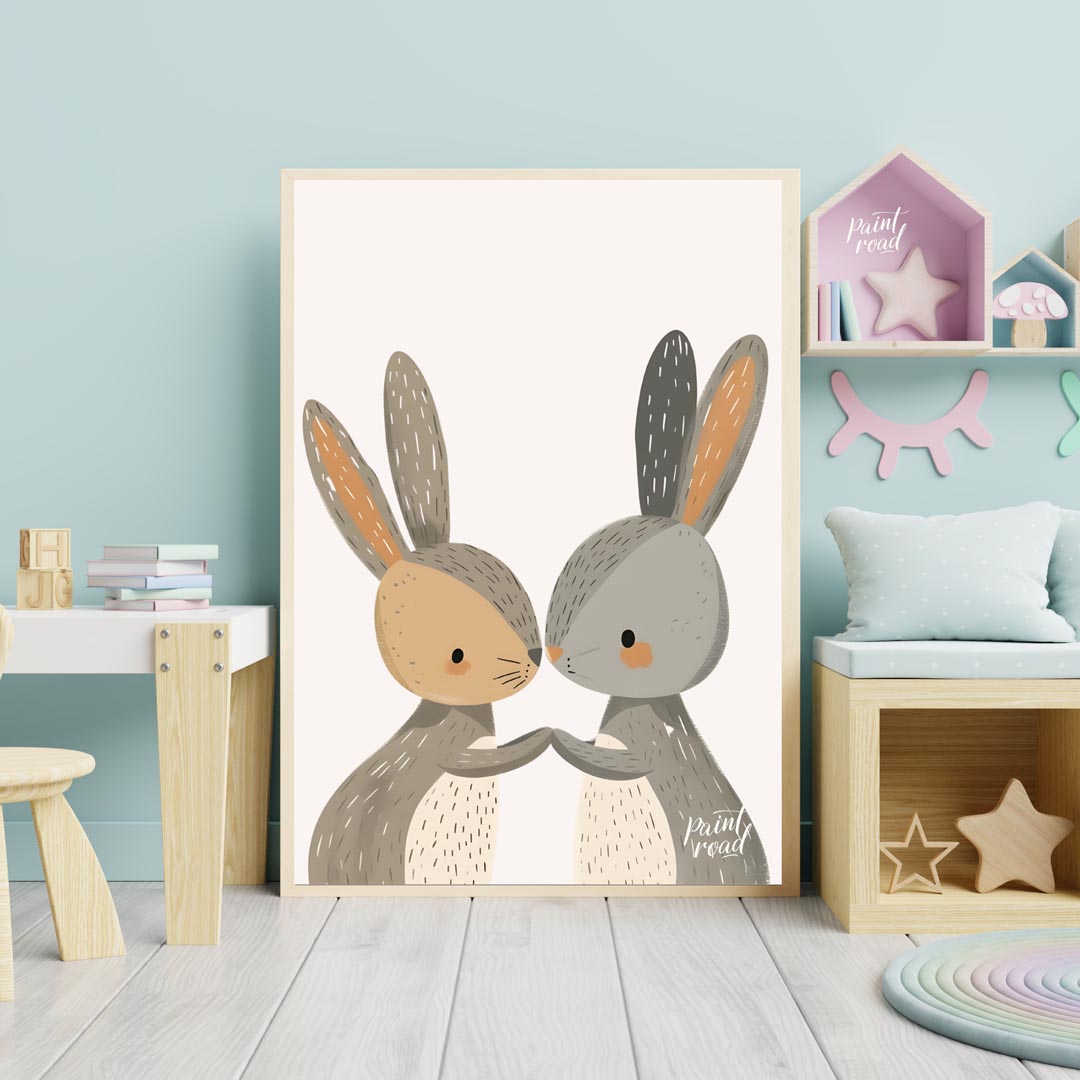 Loving Bunny Pair Nose Kiss