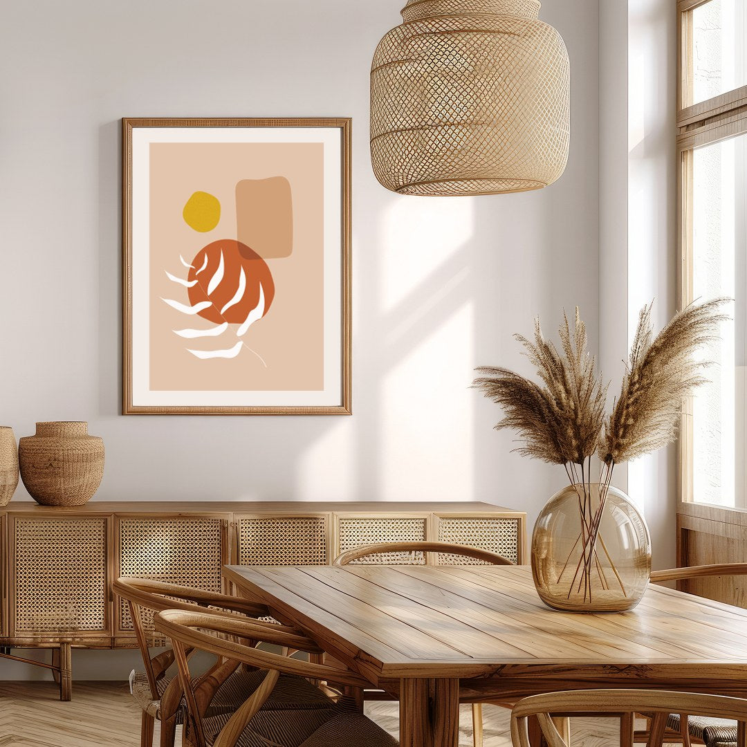 Explore the harmony of nature with this abstract art piece featuring a minimalist botanical design. for Extra Kitchen