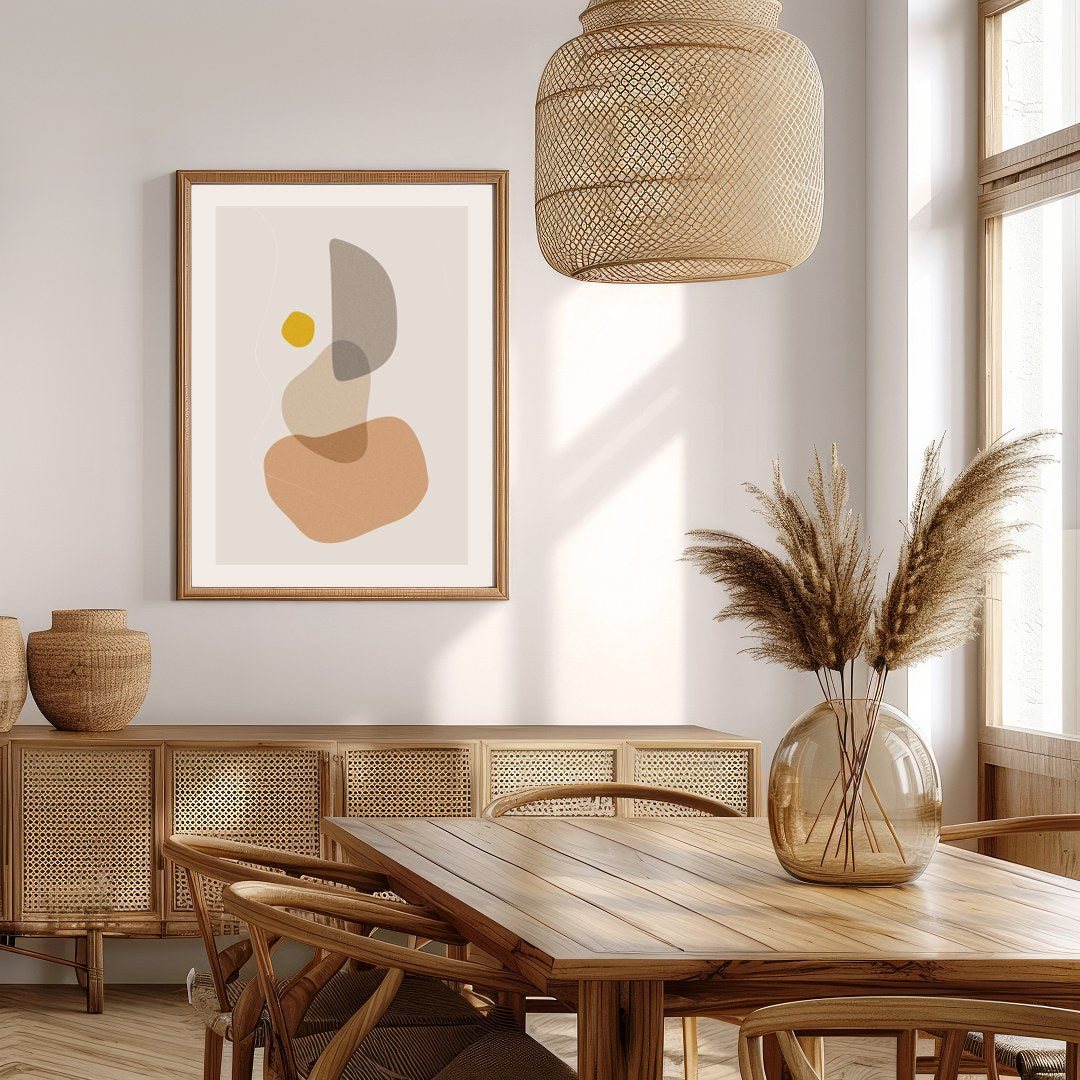 This minimalist artwork showcases a harmonious blend of earthy tones, capturing a sense of calm and for Extra Kitchen