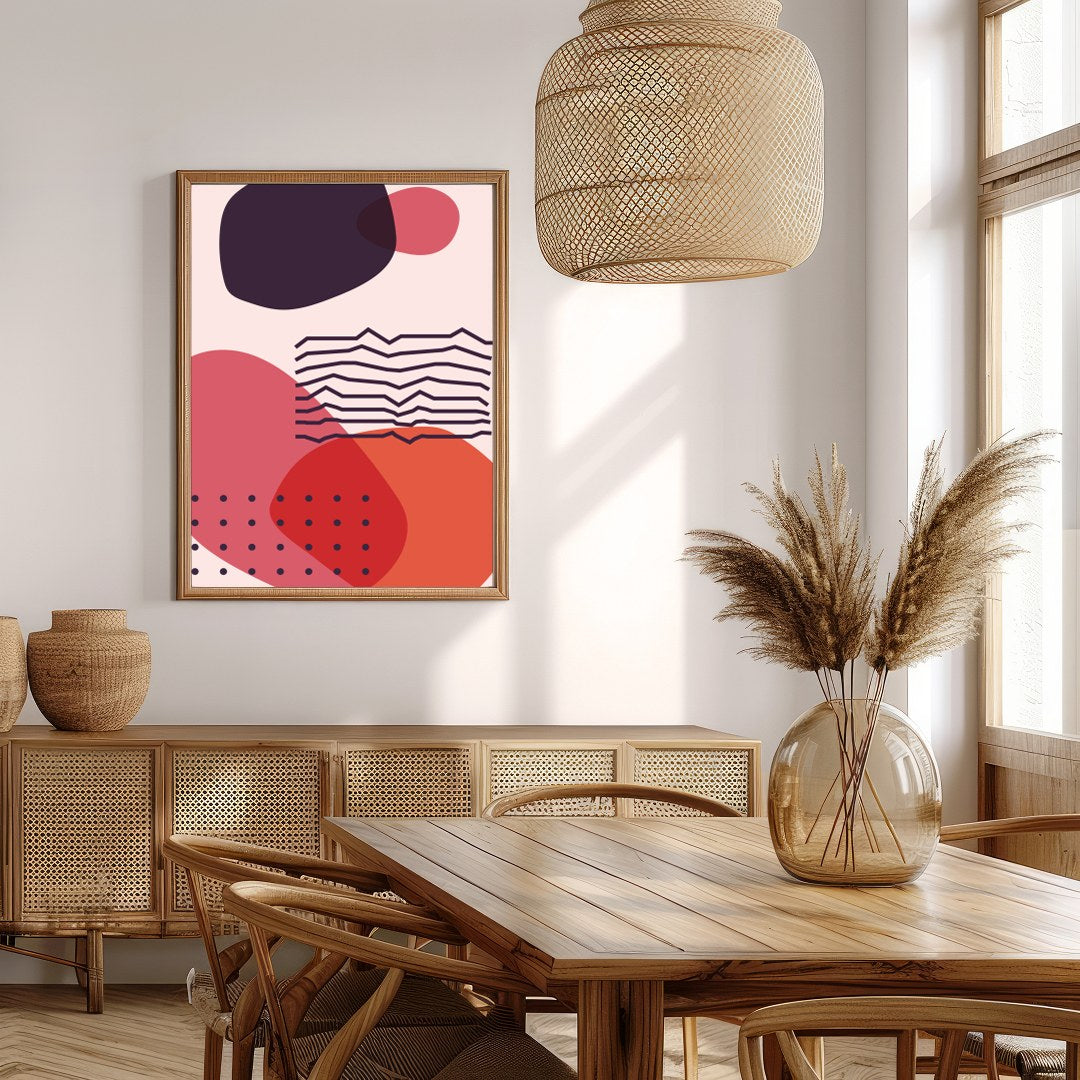 Elevate your space with this captivating abstract artwork featuring bold geometric shapes in for Extra Kitchen