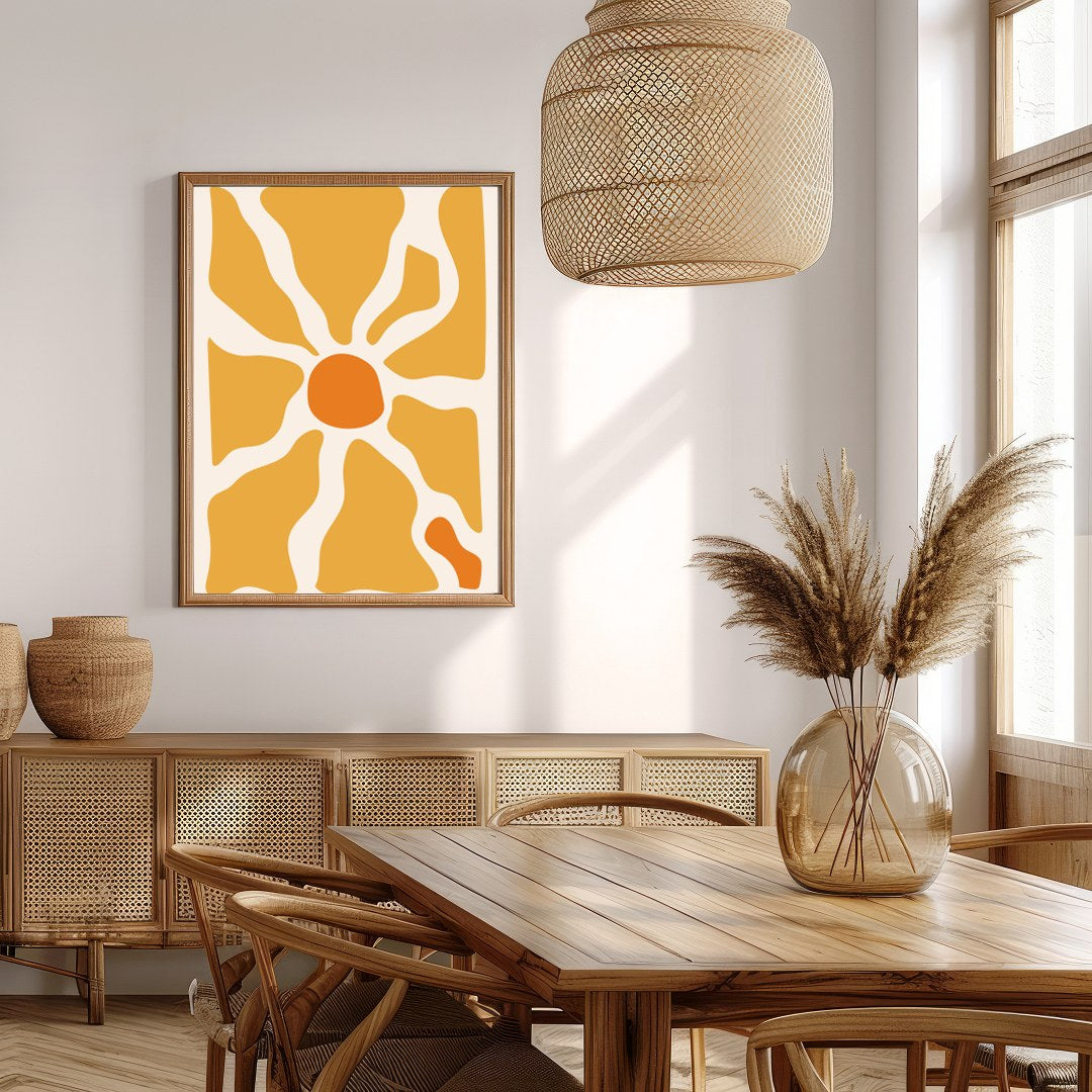 Illuminate your space with this vibrant abstract piece that captures the essence of a sunrise. Its for Extra Kitchen