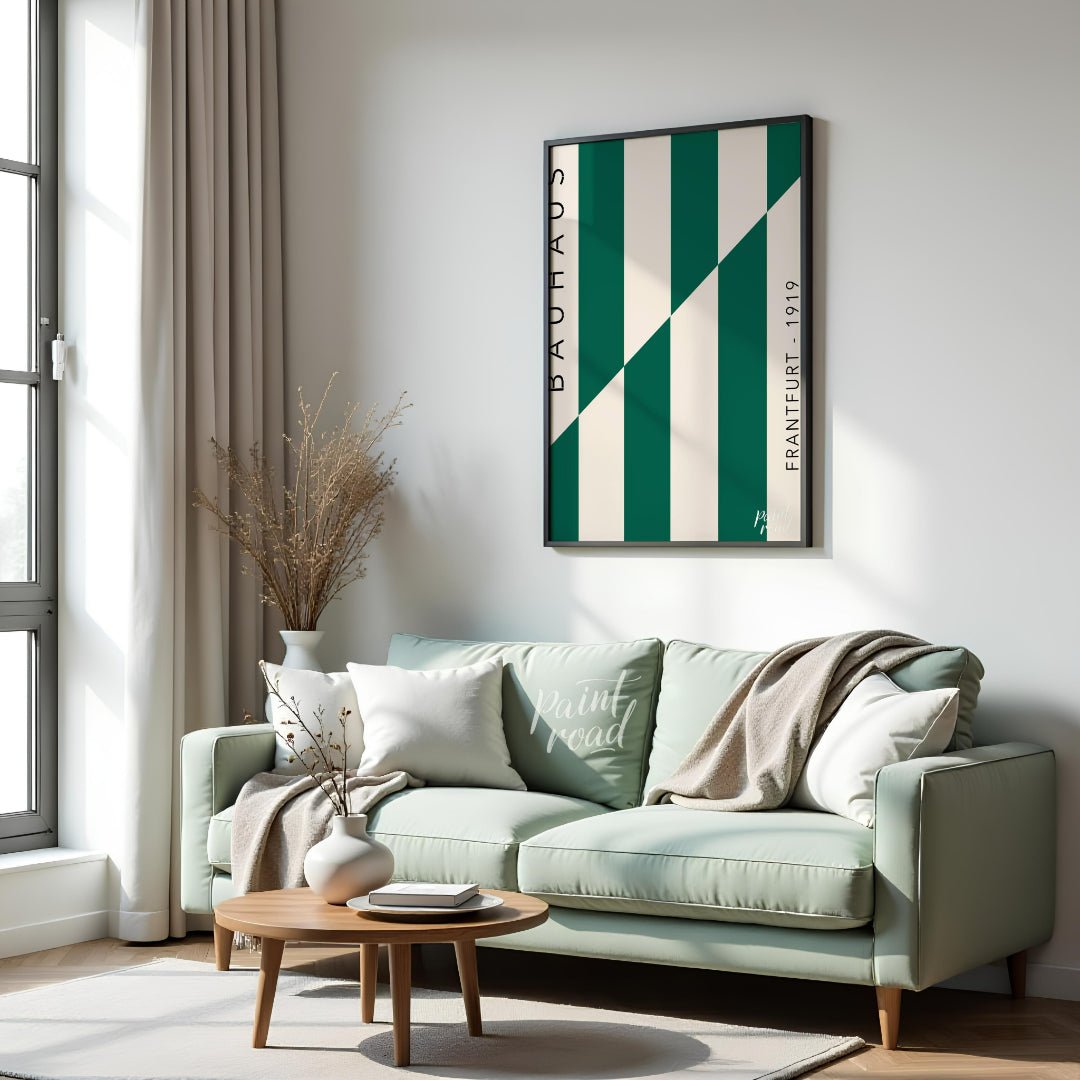 Bauhaus 1919 Green Stripes Painting available online at Paintroad showing 1919 abstract art and architectural art