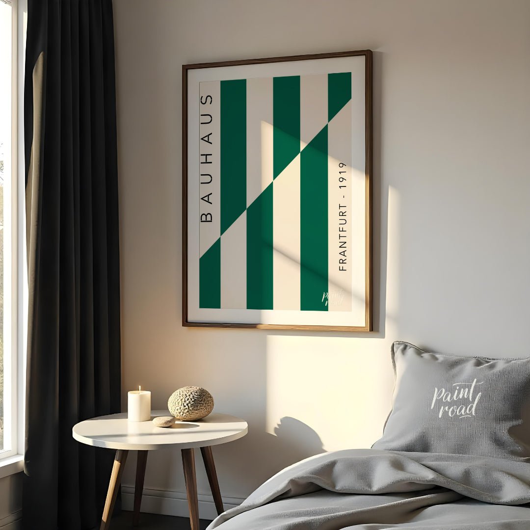 Bauhaus 1919 Green Stripes Painting available online at Paintroad showing 1919 abstract art and architectural art