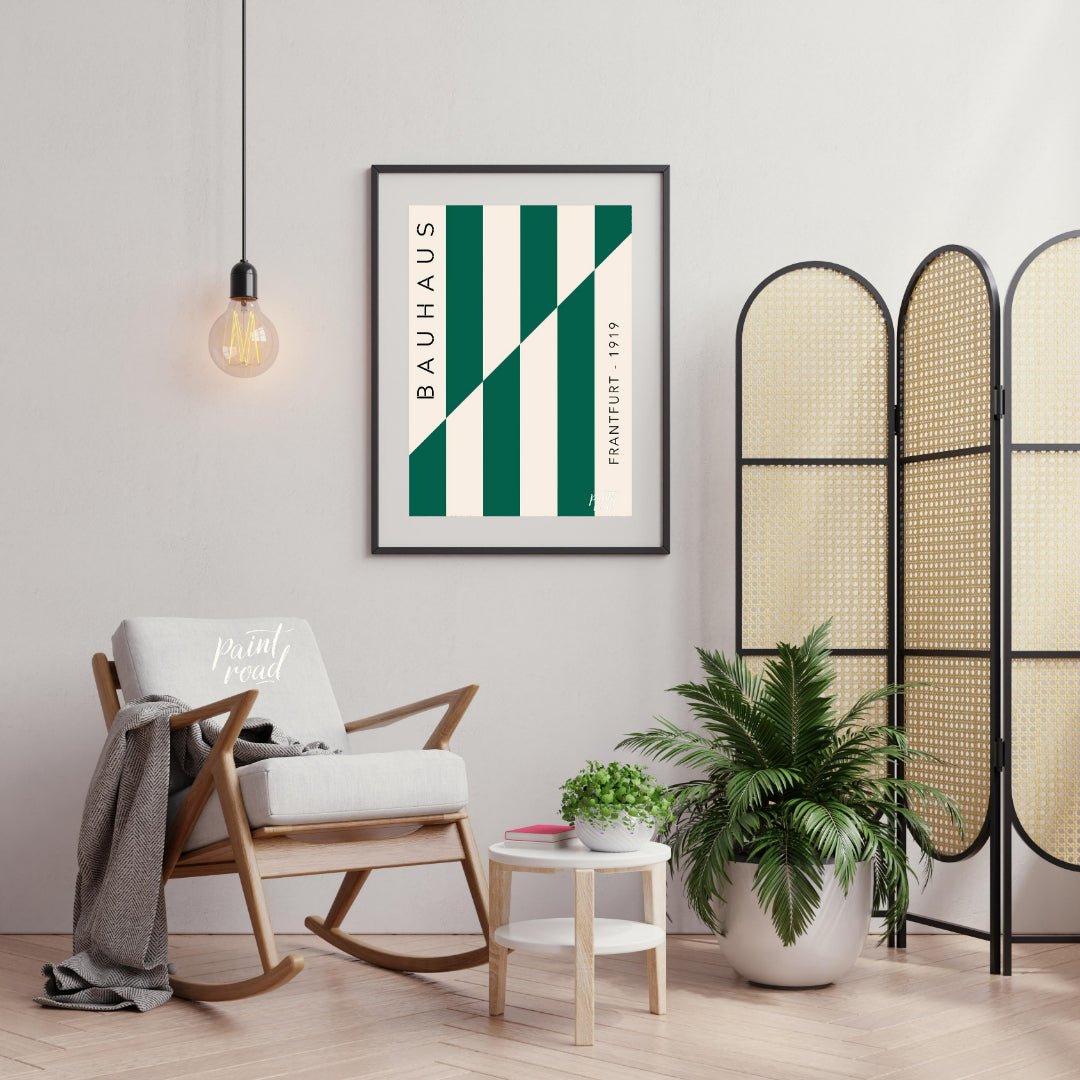 Bauhaus 1919 Green Stripes Painting available online at Paintroad showing 1919 abstract art and architectural art