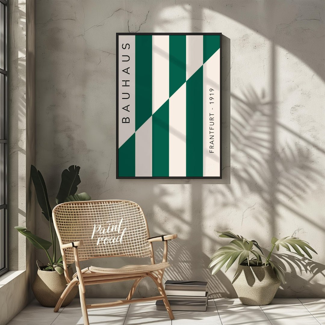 Bauhaus 1919 Green Stripes Painting available online at Paintroad showing 1919 abstract art and architectural art