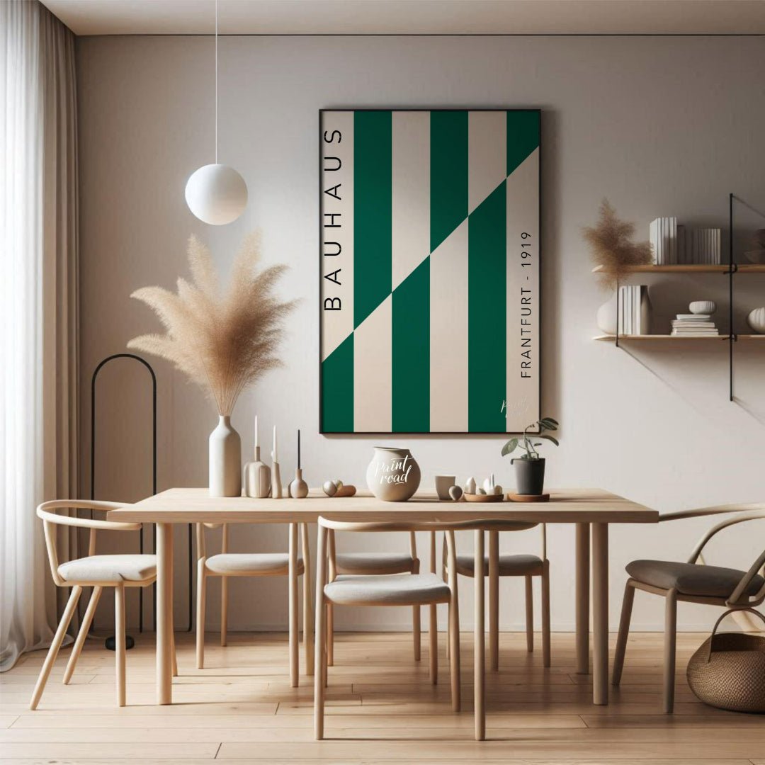 Bauhaus 1919 Green Stripes Painting available online at Paintroad showing 1919 abstract art and architectural art
