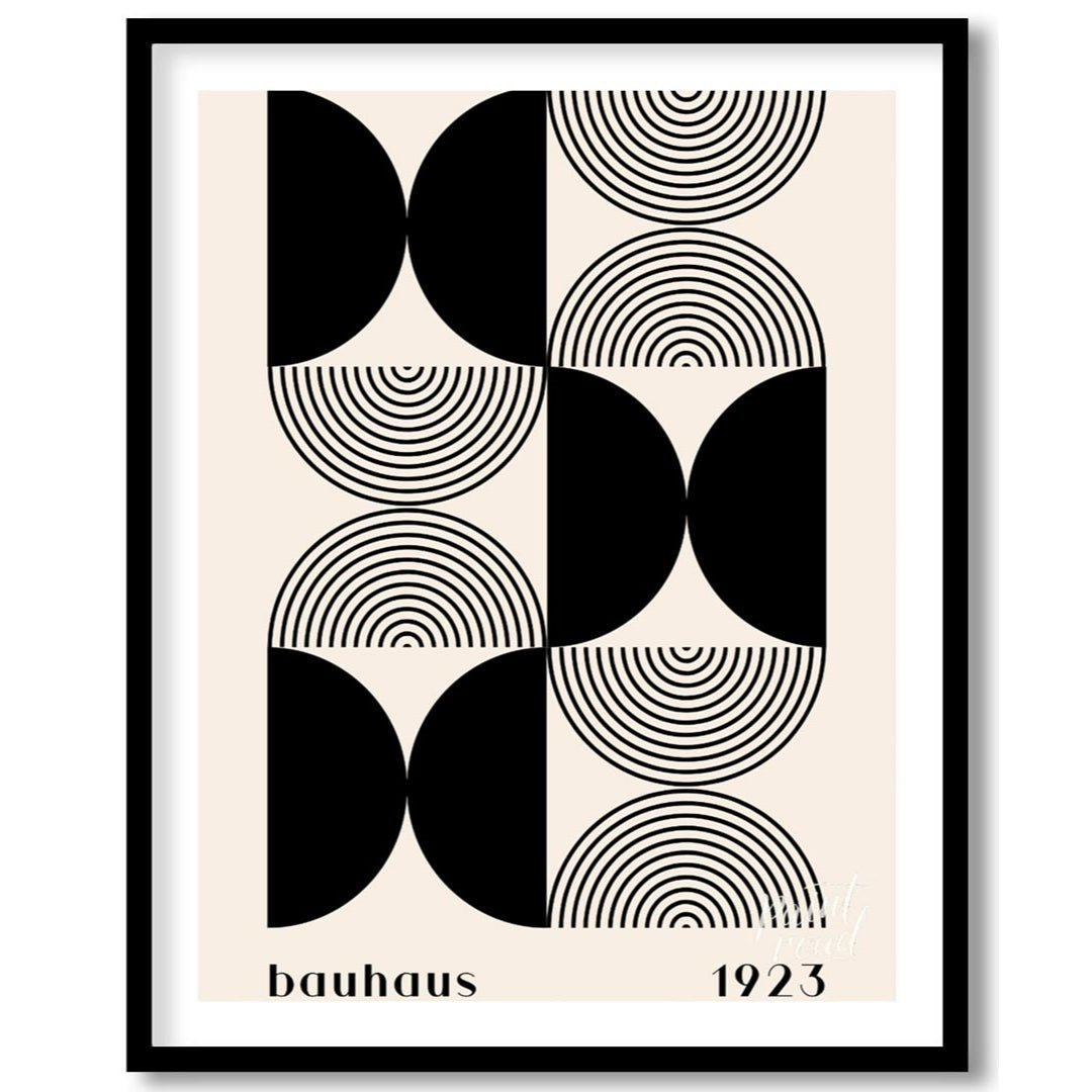 Bauhaus 1923 Black & White Geometric Interlock Painting available online at Paintroad showing 1923 Abstract and arcs