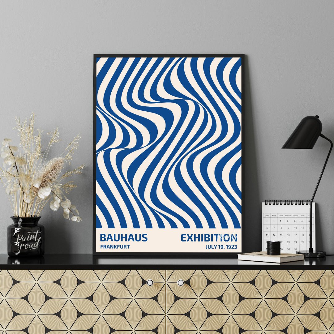 Bauhaus 1923 Blue Optical Waves Painting available online at Paintroad showing 1923 abstract art and art print
