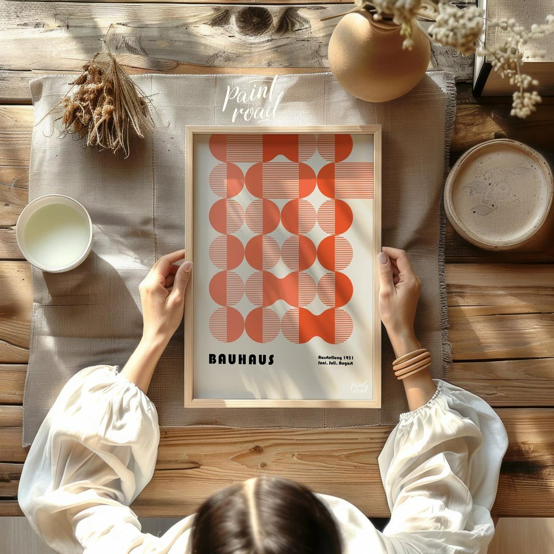 Bauhaus 1931 Patterned Circles Painting available online at Paintroad showing 1931 apartment. and art