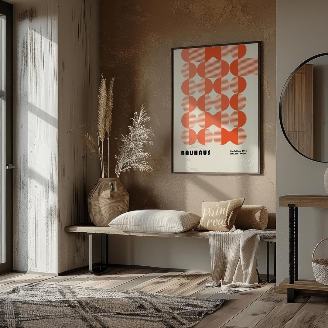 Bauhaus 1931 Patterned Circles Painting available online at Paintroad showing 1931 apartment. and art