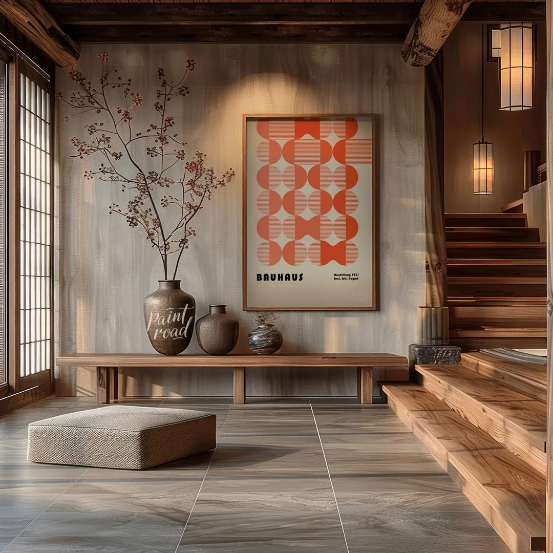 Bauhaus 1931 Patterned Circles Painting available online at Paintroad showing 1931 apartment. and art