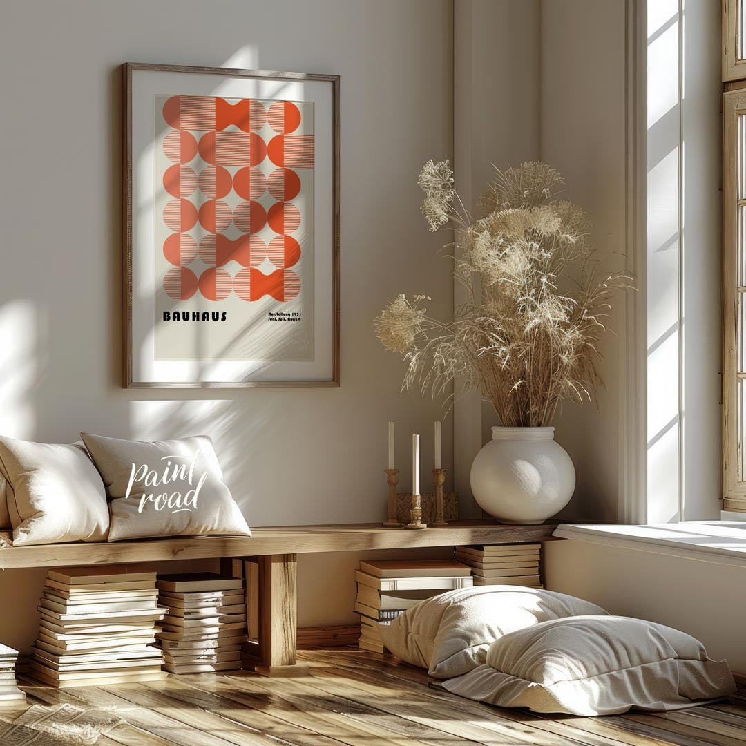 Bauhaus 1931 Patterned Circles Painting available online at Paintroad showing 1931 apartment. and art