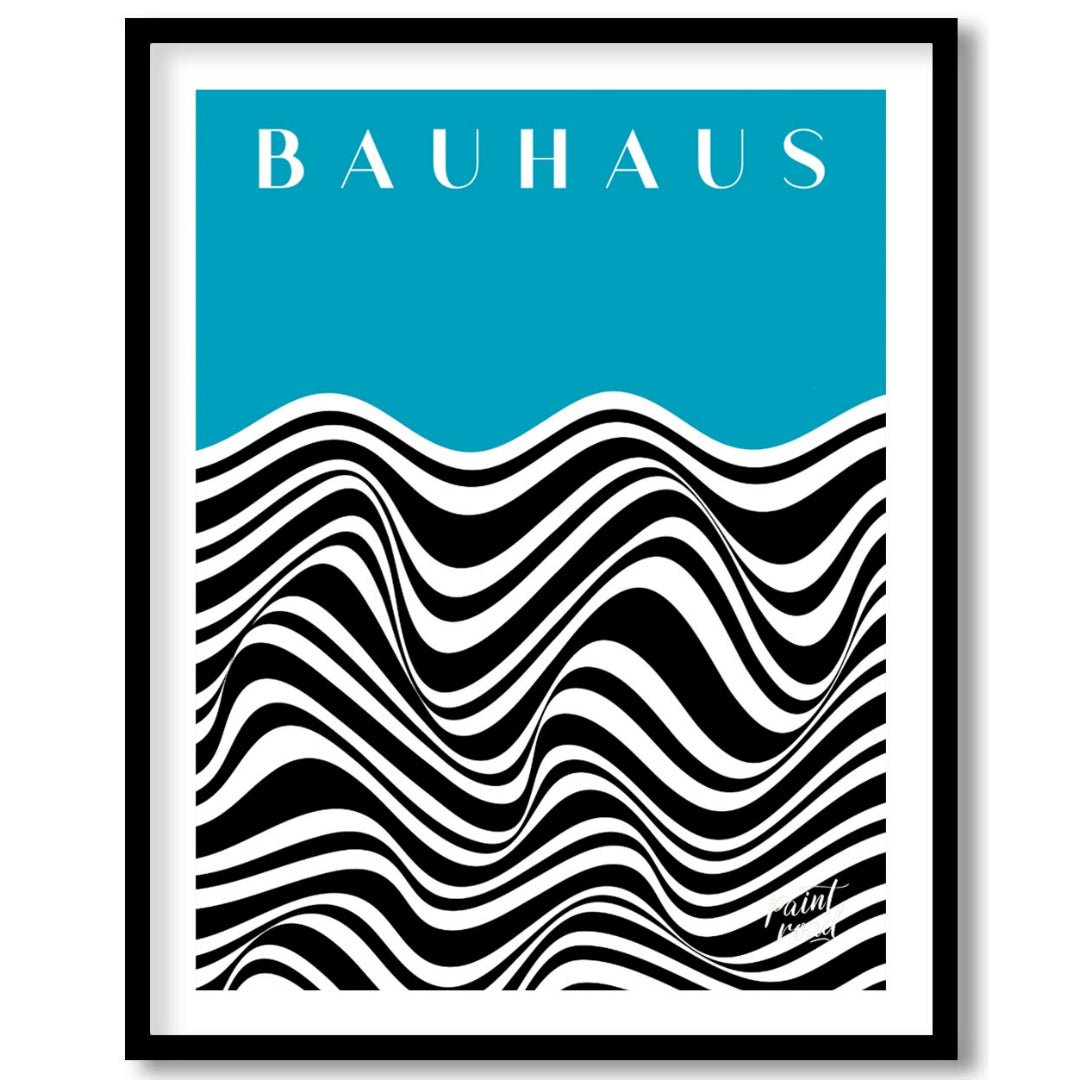 Bauhaus Azure Optical Wave Painting available online at Paintroad showing aesthetic art print and avant - garde