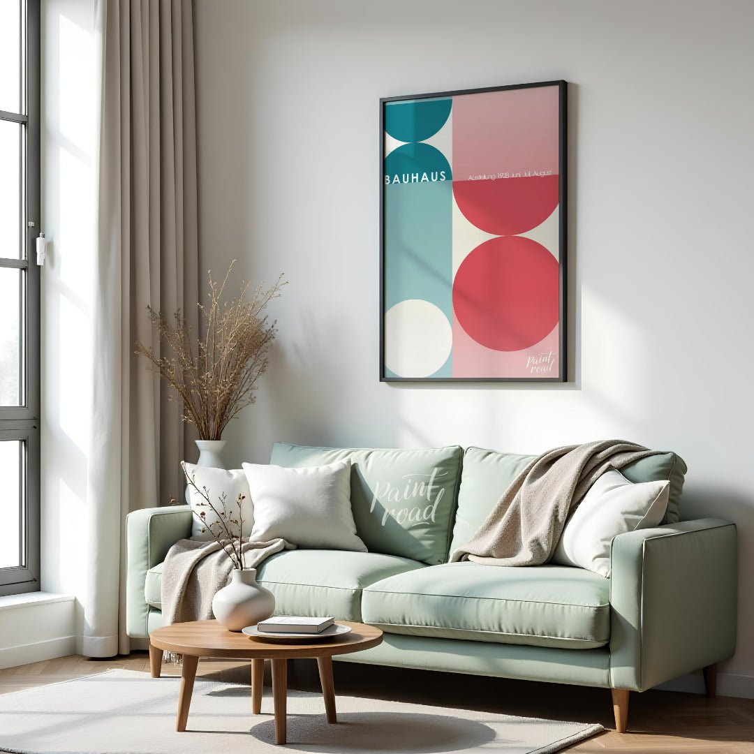 Bauhaus Half - Circle Color Block Painting available online at Paintroad showing 1928 architecture and art