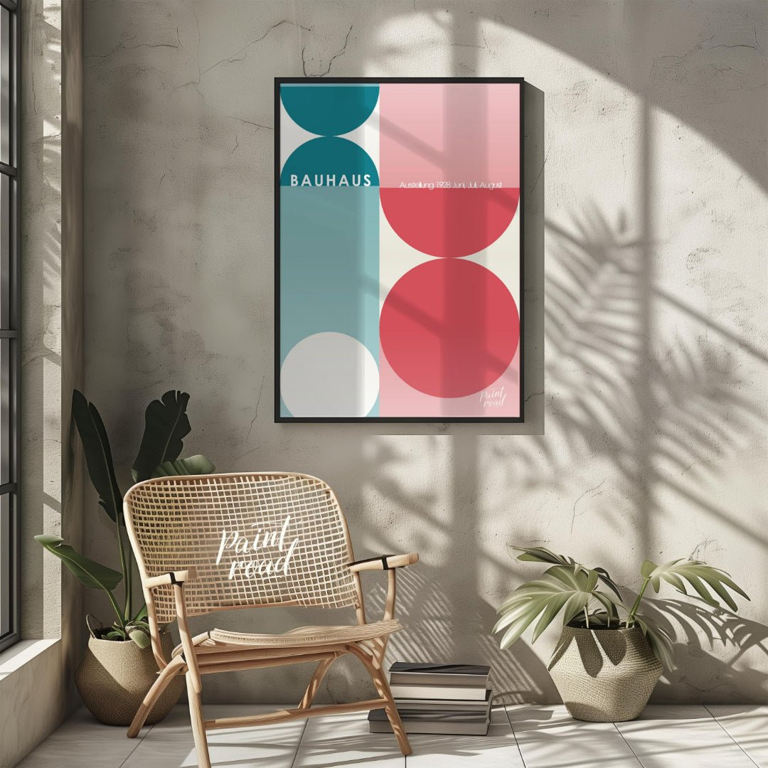 Bauhaus Half - Circle Color Block Painting available online at Paintroad showing 1928 architecture and art
