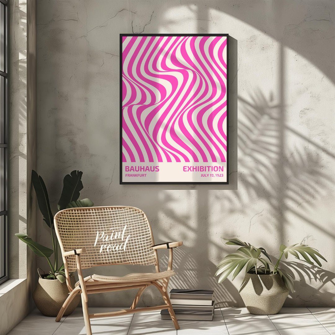 Bauhaus Pink Optical Waves Painting available online at Paintroad showing 1923 abstract art and art print