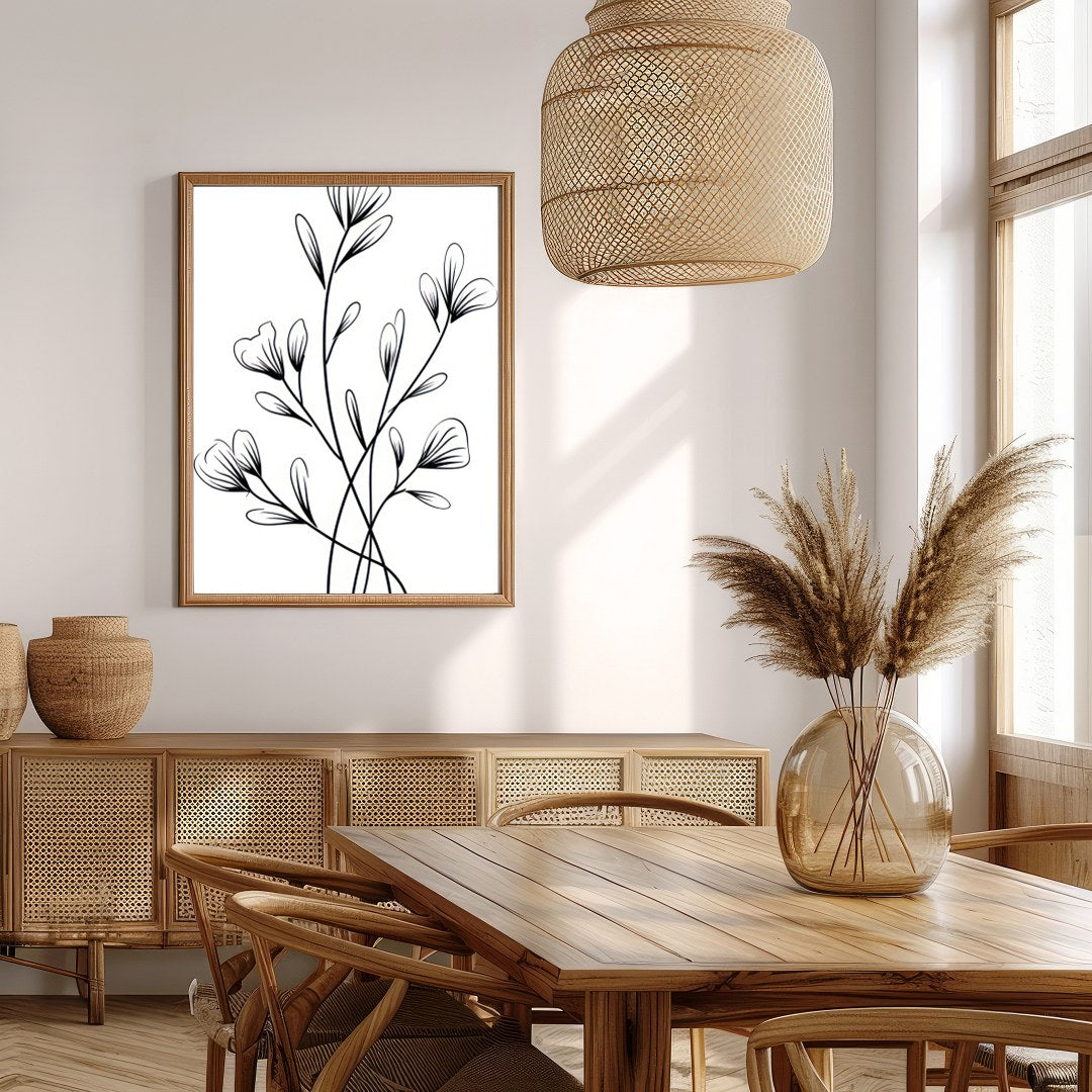 Embrace the simplicity and elegance of nature with this black and white botanical wall art. The for Extra Kitchen