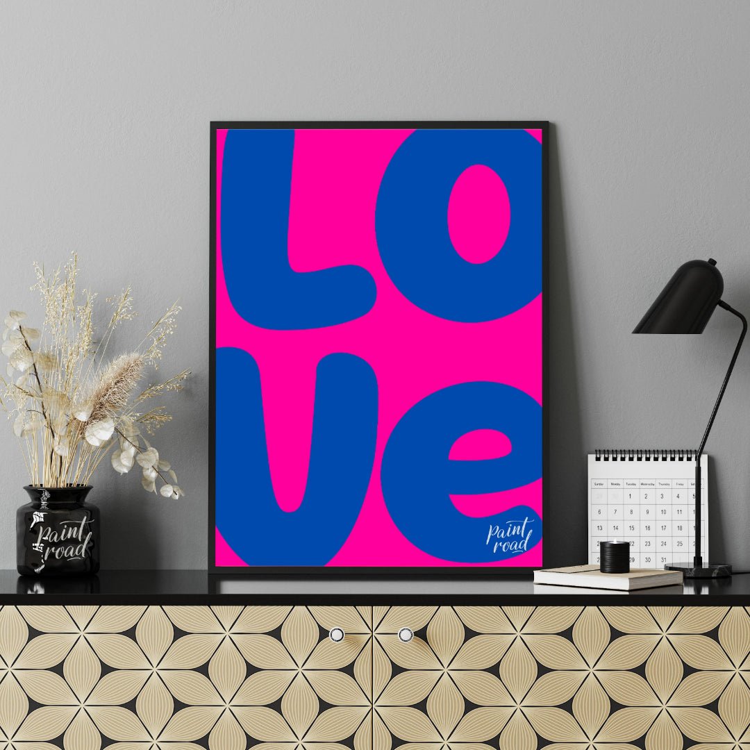 Bold Love Art Painting available online at Paintroad showing art print blue and cheerful