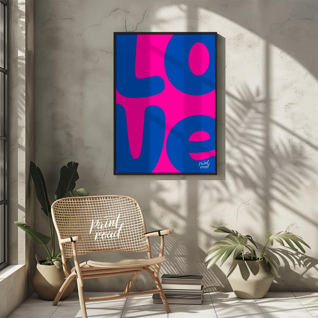 Bold Love Art Painting available online at Paintroad showing art print blue and cheerful