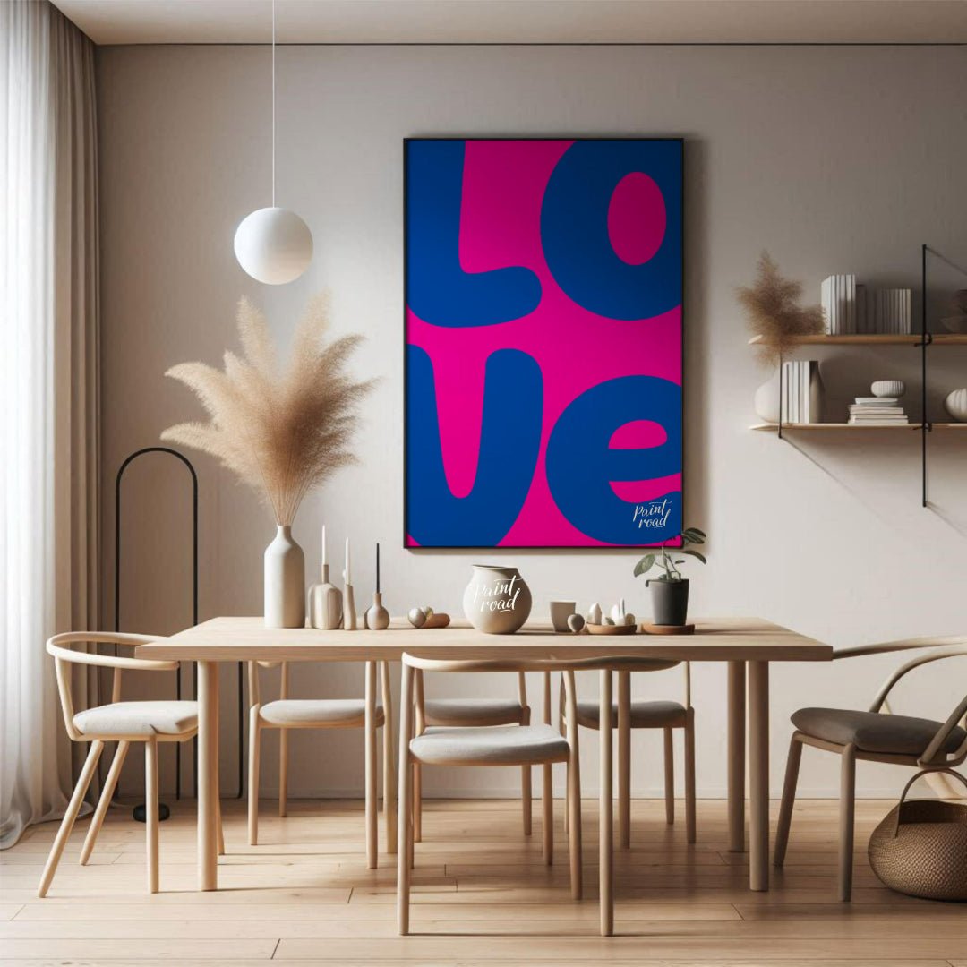 Bold Love Art Painting available online at Paintroad showing art print blue and cheerful