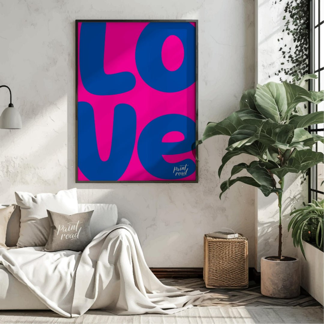 Bold Love Art Painting available online at Paintroad showing art print blue and cheerful