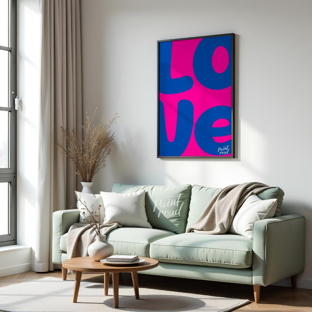 Bold Love Art Painting available online at Paintroad showing art print blue and cheerful