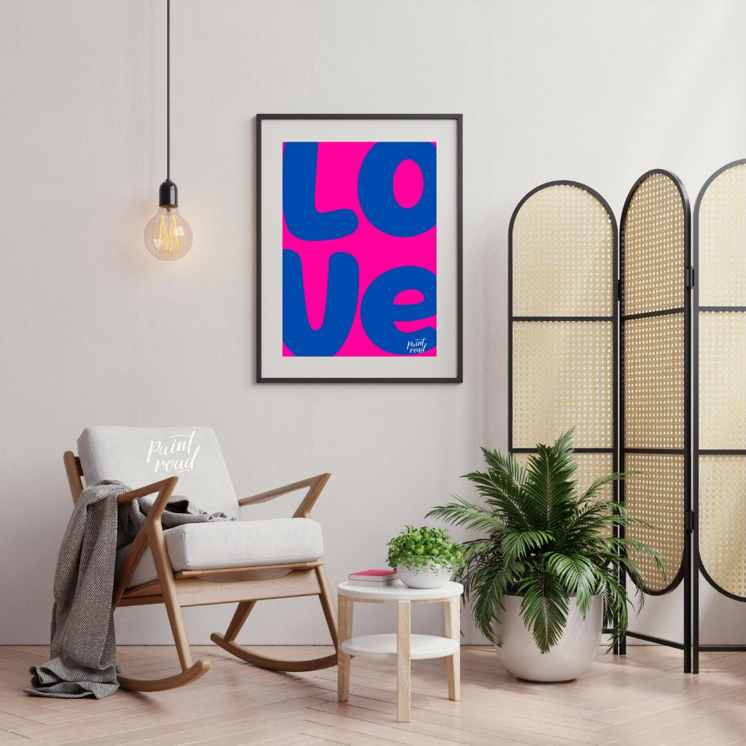 Bold Love Art Painting available online at Paintroad showing art print blue and cheerful