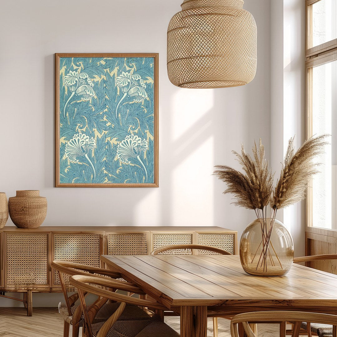 Elevate your space with the timeless elegance of Botanical Blue Flourish. This exquisite wall art for Extra Kitchen