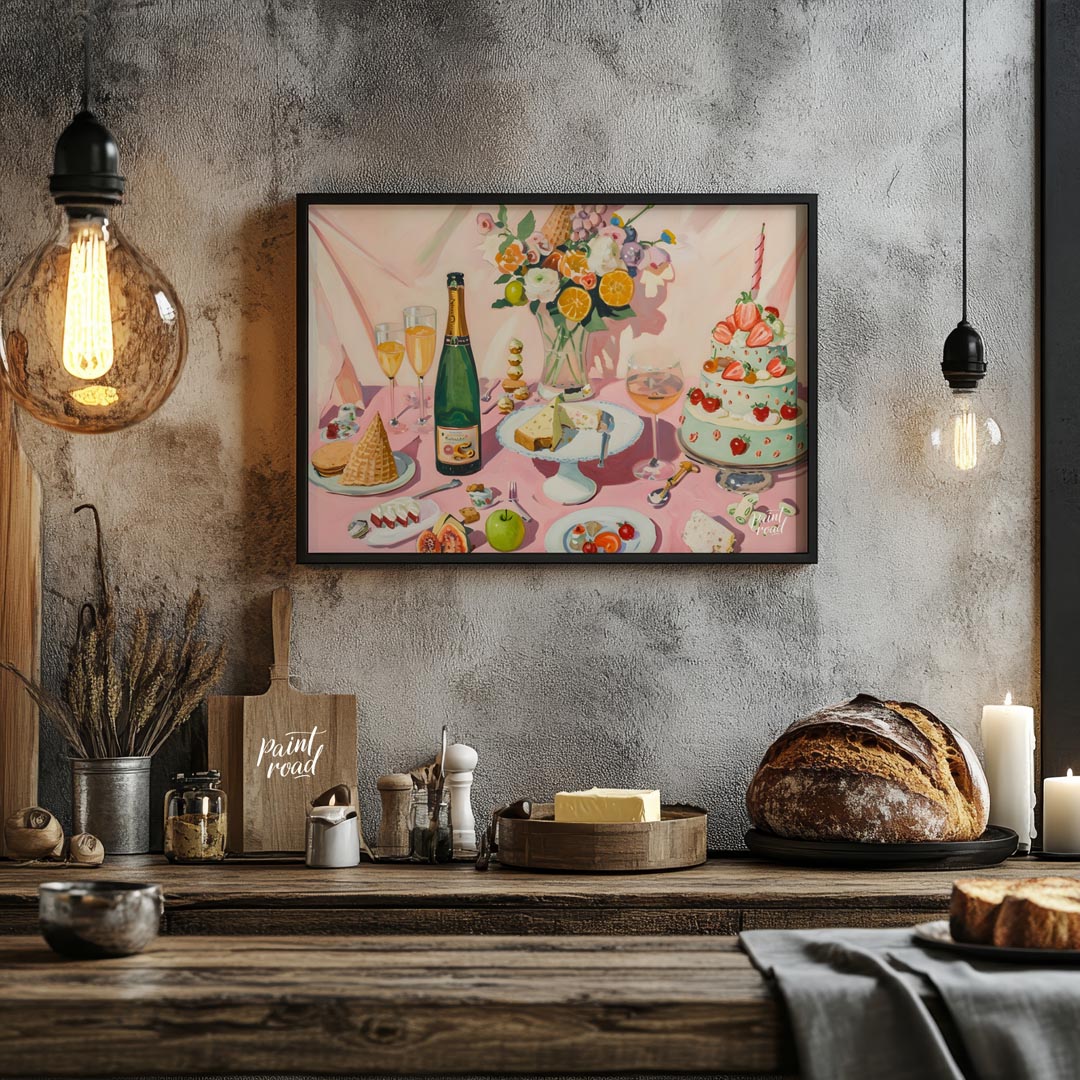 A vibrant still life painting by artist Robert Delaunay. The composition bursts with color and text… for kitchen