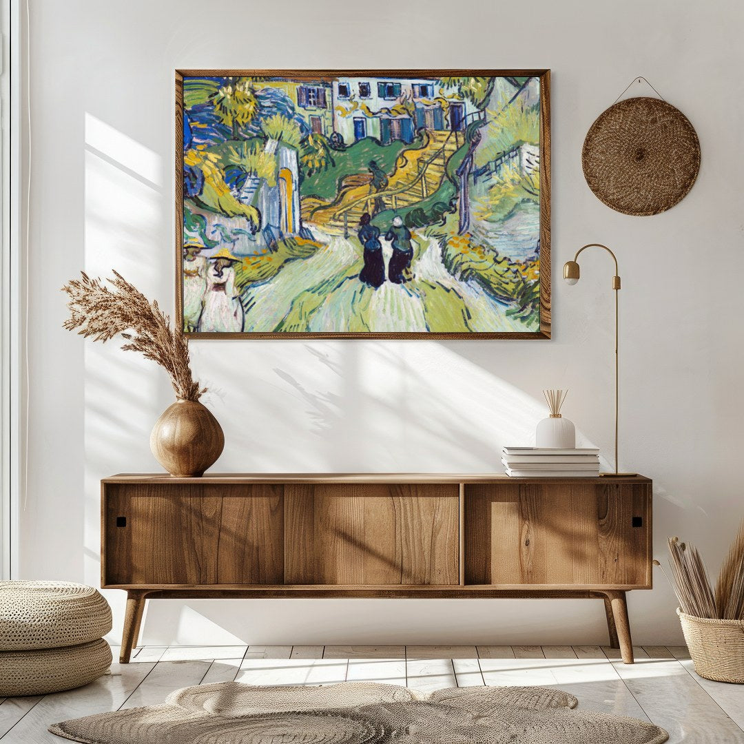 This artwork beautifully captures a vibrant village scene, bustling with life and movement. The for Sitting Area