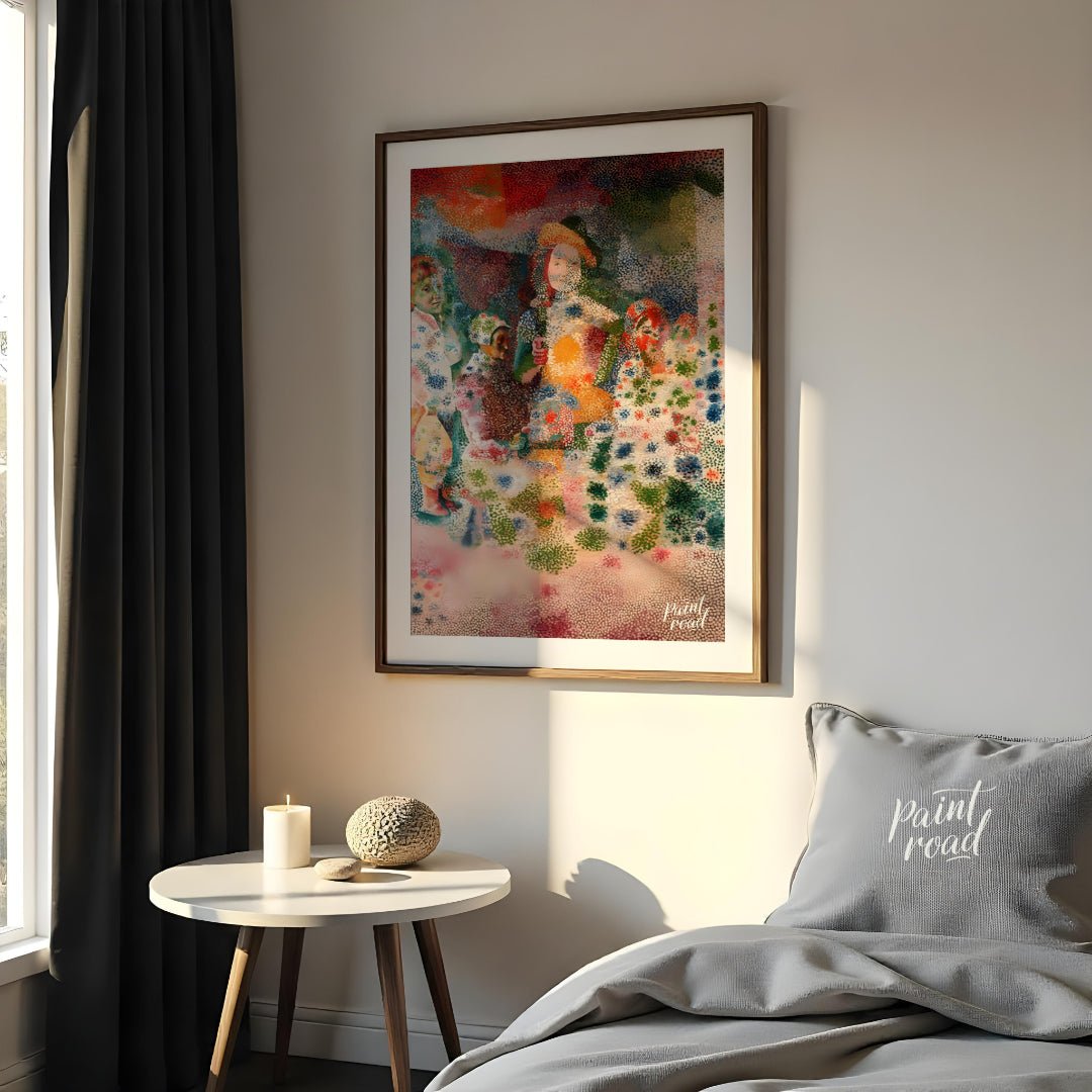 Children with Flowers (Puntinismo Style) Painting available online at Paintroad showing art collector art enthusiast and art history