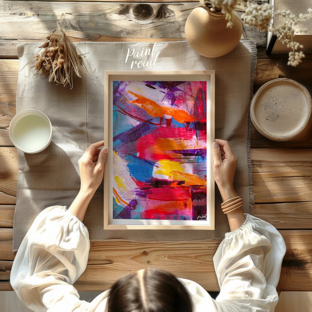 This beautiful painting is an explosion of vibrant colors and dynamic textures. Bold brushstrokes o… for other