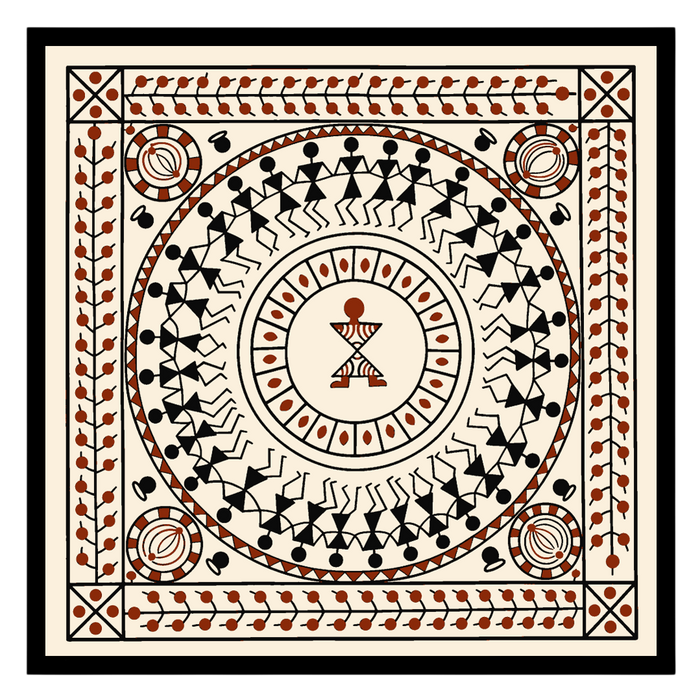 Circular Dance Celebration: Warli Mandala Art Print