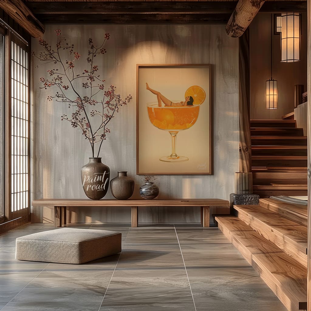 Citrus Serenity Painting available online at Paint Road for only Citrus Serenity showing beverage bliss and carefree