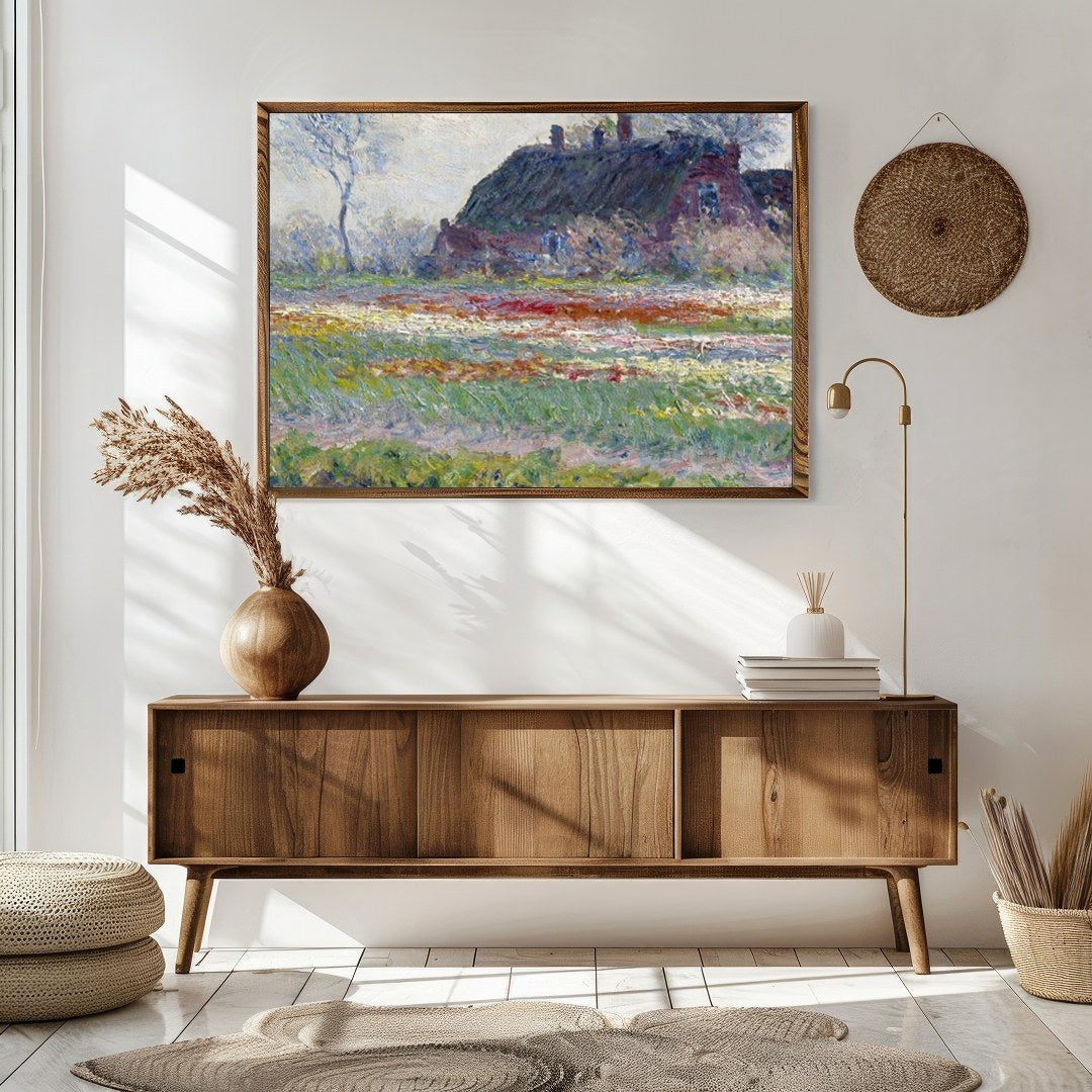 Immerse yourself in the tranquil beauty of this pastoral scene. A serene cottage nestles amid a for Sitting Area