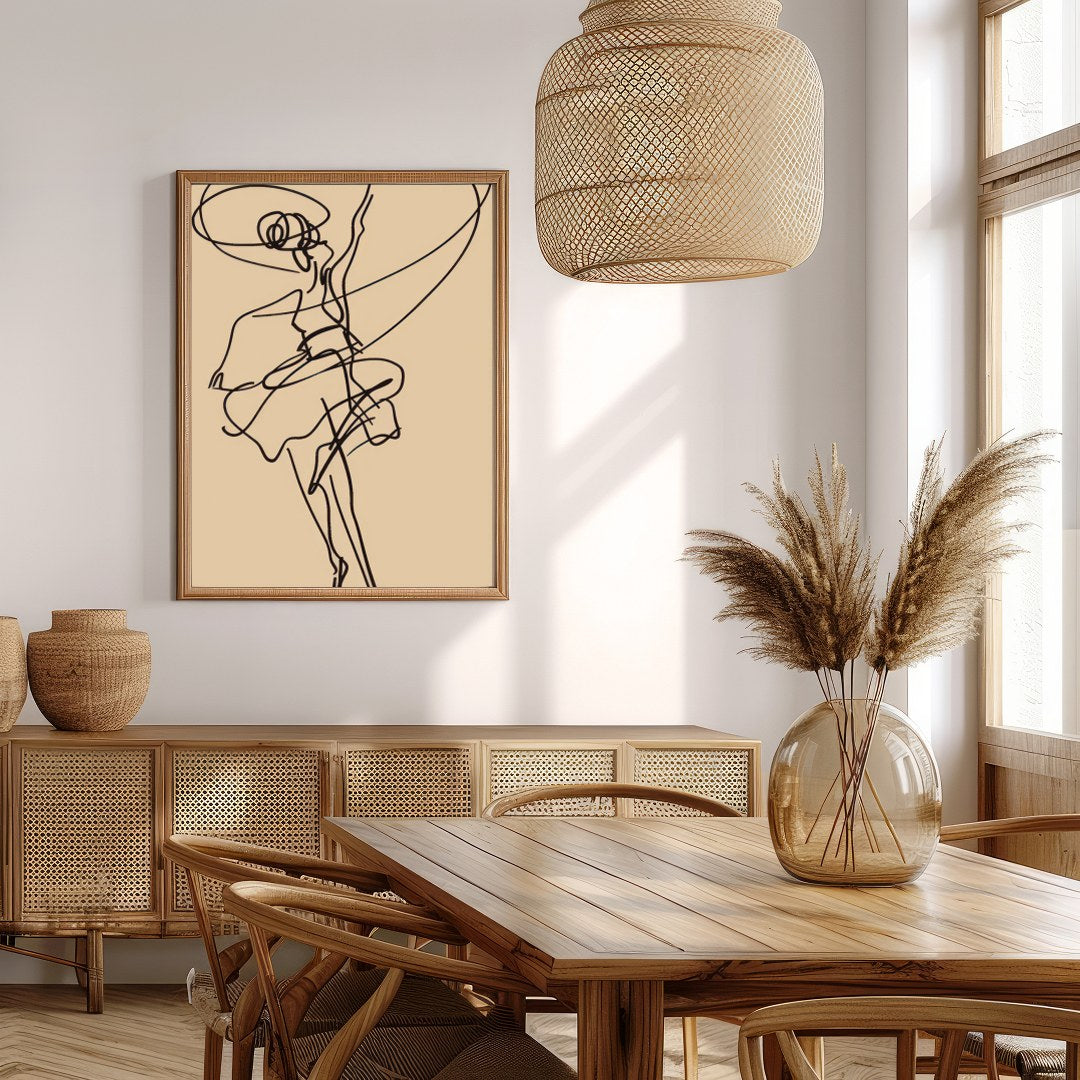 This captivating artwork features a fluid and dynamic line drawing that captures the grace and for Extra Kitchen