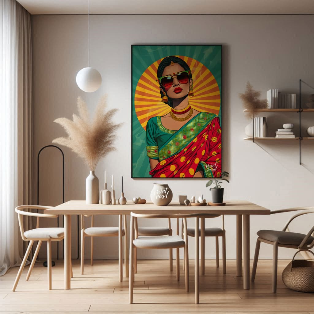 Desi Pop Diva Painting available online at Paint Road for only Desi Pop Diva showing aesthetic attitude and colorful