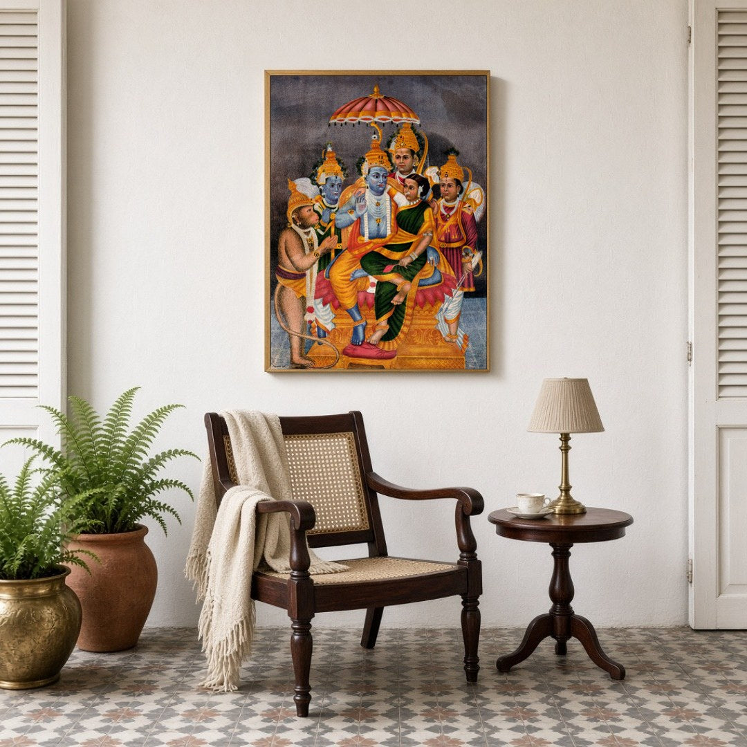 Celebrate the divine legends of the Ramayana with an exquisite illustration capturing Lord Rama's for Sitting Lounge
