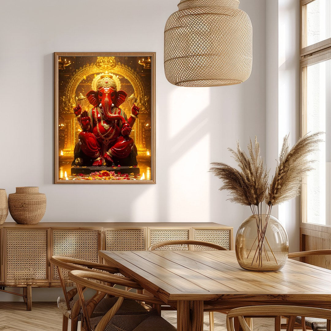 Capture the majesty and spiritual presence of Lord Ganesha with this intricately detailed artwork. for Extra Kitchen