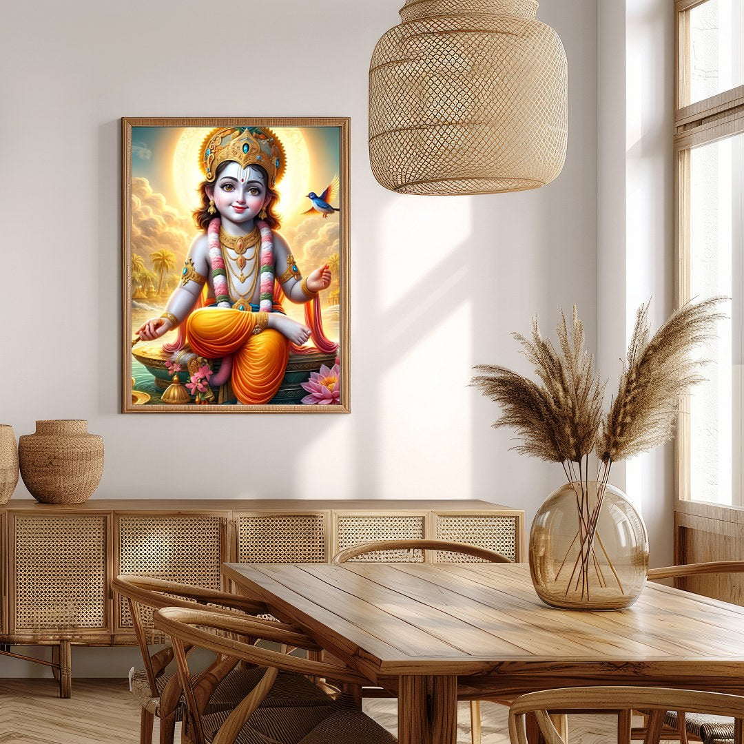 Illuminate your space with 'Divine Radiance,' featuring a celestial child set against a heavenly for Extra Kitchen