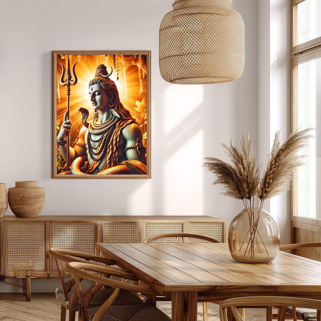 Immerse yourself in the divine presence of Shiva with this captivating artwork. The radiance of for Extra Kitchen